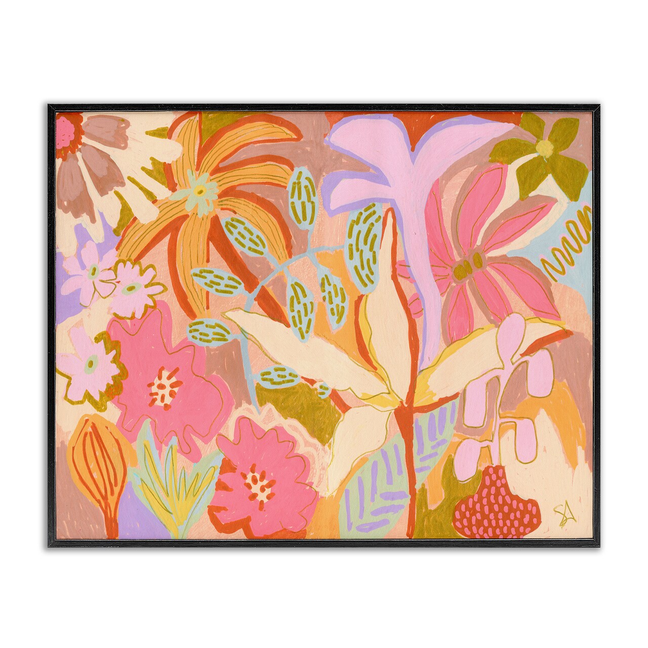 Stupell Industries Soft Expressive Botanicals Framed Giclee Wall Art Design by Suzanne Allard